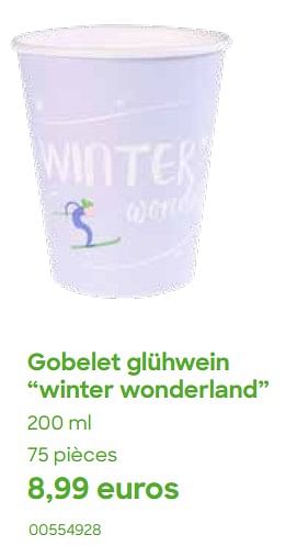 Promotions Gobelet glühwein winter wonderland - Produit Maison - Ava - Valide de 01/11/2022 à 31/12/2022 chez Ava