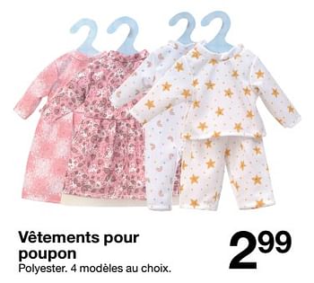 Promotions Vêtements pour poupon - Produit maison - Zeeman  - Valide de 05/11/2022 à 11/11/2022 chez Zeeman