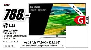 Promotions Lg 55qned816qa qned 4k tv - LG - Valide de 07/11/2022 à 13/11/2022 chez Media Markt