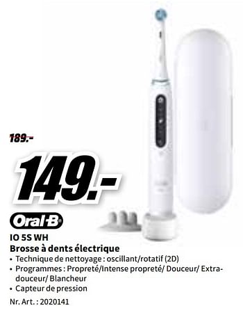 Promotions Oral-b io 5s wh brosse à dents électrique - Oral-B - Valide de 07/11/2022 à 13/11/2022 chez Media Markt