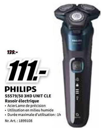 Promotions Philips s5579-50 3hd unit cle rasoir électrique - Philips - Valide de 07/11/2022 à 13/11/2022 chez Media Markt