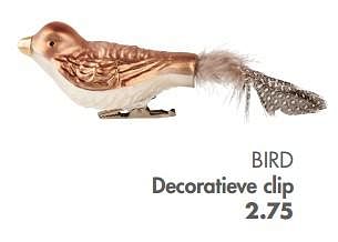 Promoties Bird decoratieve clip - Huismerk - Casa - Geldig van 31/10/2022 tot 25/12/2022 bij Casa