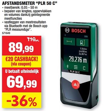 Promoties Bosch afstandsmeter plr 50 c - Bosch - Geldig van 09/11/2022 tot 20/11/2022 bij Hubo