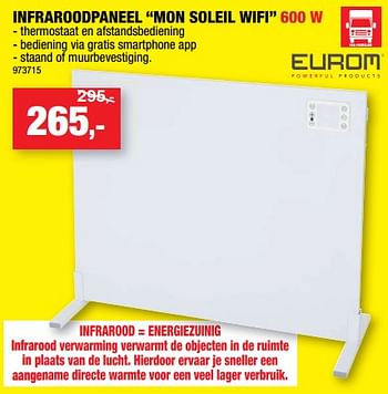Promoties Eurom infraroodpaneel mon soleil wifi - Eurom - Geldig van 09/11/2022 tot 20/11/2022 bij Hubo
