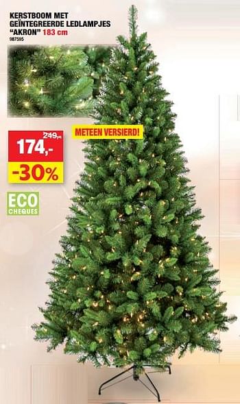 Promoties Kerstboom met geïntegreerde ledlampjes akron - Huismerk - Hubo  - Geldig van 09/11/2022 tot 20/11/2022 bij Hubo
