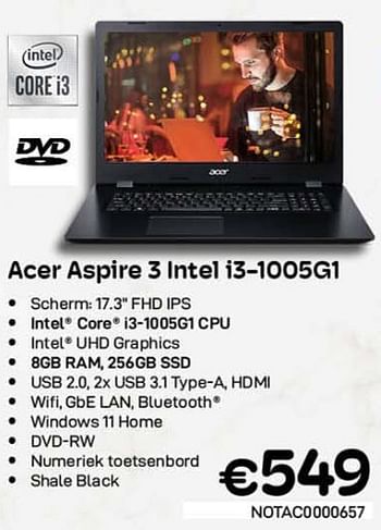 Promotions Acer aspire 3 intel i3-1005g1 - Acer - Valide de 01/11/2022 à 30/11/2022 chez Compudeals