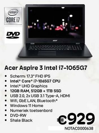 Promotions Acer aspire 3 intel i7-1065g7 - Acer - Valide de 01/11/2022 à 30/11/2022 chez Compudeals