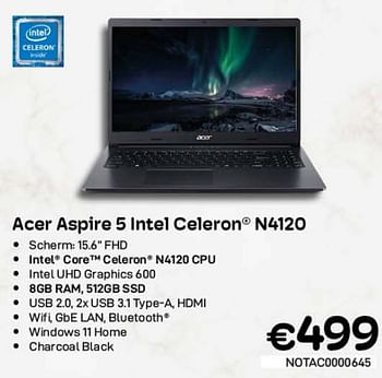 Promoties Acer aspire 5 intel celeron n4120 - Acer - Geldig van 01/11/2022 tot 30/11/2022 bij Compudeals