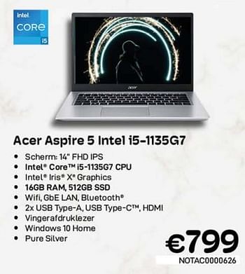Promoties Acer aspire 5 intel i5-1135g7 - Acer - Geldig van 01/11/2022 tot 30/11/2022 bij Compudeals