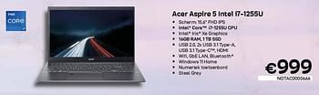 Promotions Acer aspire 5 intel i7-1255u - Acer - Valide de 01/11/2022 à 30/11/2022 chez Compudeals