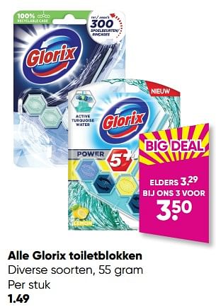 Promoties Alle glorix toiletblokken - Glorix - Geldig van 07/11/2022 tot 20/11/2022 bij Big Bazar