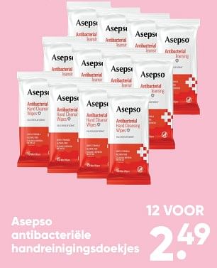 Promoties Asepso antibacteriële handreinigingsdoekjes - Asepso - Geldig van 07/11/2022 tot 20/11/2022 bij Big Bazar