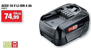 Promotions Bosch accu 18 v li-ion 4 ah - Bosch - Valide de 09/11/2022 à 20/11/2022 chez Hubo