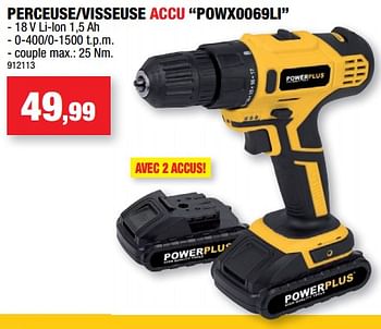 Promotions Powerplus perceuse-visseuse accu powx0069li - Powerplus - Valide de 09/11/2022 à 20/11/2022 chez Hubo