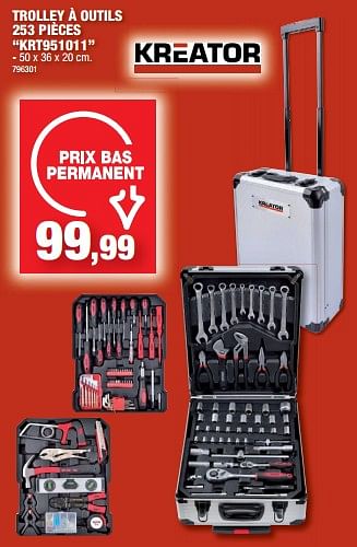 Promotions Trolley à outils 253 pièces krt951011 - Kreator - Valide de 09/11/2022 à 20/11/2022 chez Hubo