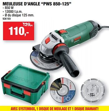 Promotions Bosch meuleuse d’angle pws 850-125 - Bosch - Valide de 09/11/2022 à 20/11/2022 chez Hubo