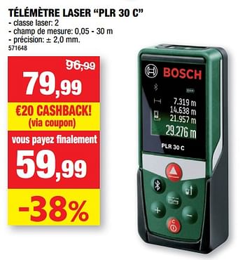 Promotions Bosch télémètre laser plr 30 c - Bosch - Valide de 09/11/2022 à 20/11/2022 chez Hubo