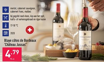 Promoties Blaye côtes de bordeaux château jussas - Rode wijnen - Geldig van 18/11/2022 tot 25/11/2022 bij Aldi