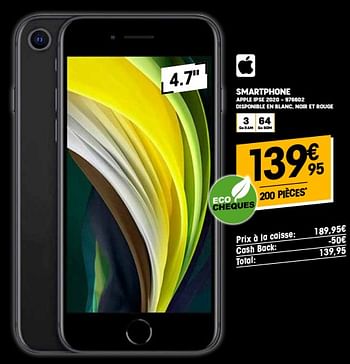 Promotions Smartphone apple ipse 2020 - Apple - Valide de 10/11/2022 à 22/11/2022 chez Electro Depot