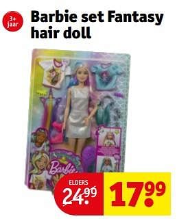 Promoties Barbie set fantasy hair doll - Mattel - Geldig van 07/11/2022 tot 20/11/2022 bij Kruidvat