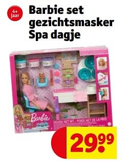 Promoties Barbie set gezichtsmasker spa dagje - Mattel - Geldig van 07/11/2022 tot 20/11/2022 bij Kruidvat