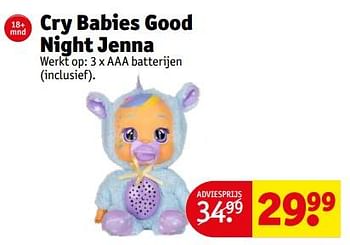 Promoties Cry babies good night jenna - IMC Toys - Geldig van 07/11/2022 tot 20/11/2022 bij Kruidvat