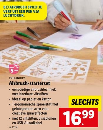 Promoties Airbrush-starterset - Crelando - Geldig van 14/11/2022 tot 19/11/2022 bij Lidl