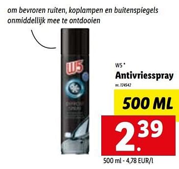 Promoties Antivriesspray - W5 - Geldig van 14/11/2022 tot 19/11/2022 bij Lidl