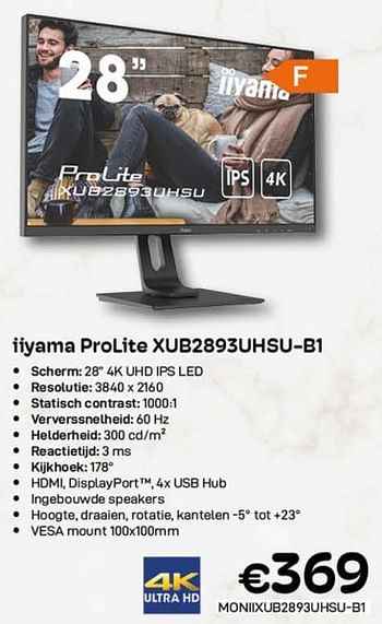 Promoties Iiyama prolite xub2893uhsu-b1 - Iiyama - Geldig van 01/11/2022 tot 30/11/2022 bij Compudeals