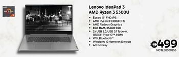 Promotions Lenovo ideapad 3 amd ryzen 3 5300u - Lenovo - Valide de 01/11/2022 à 30/11/2022 chez Compudeals
