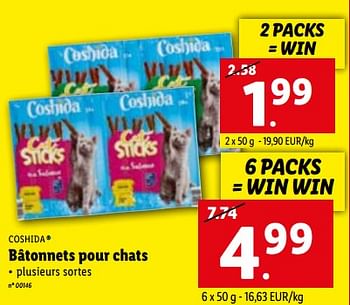 Promotions Bâtonnets pour chats - Coshida - Valide de 14/11/2022 à 19/11/2022 chez Lidl
