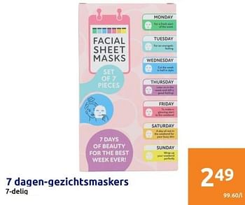 Promoties 7 dagen-gezichtsmaskers - Huismerk - Action - Geldig van 09/11/2022 tot 15/11/2022 bij Action