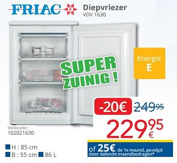 Promoties Friac diepvriezer vdv 1630 - Friac - Geldig van 14/11/2022 tot 30/11/2022 bij Eldi