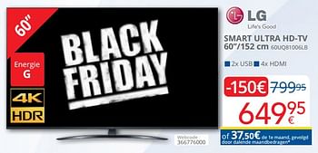 Promoties Lg smart ultra hd-tv 60``-152 cm 60uq81006lb - LG - Geldig van 14/11/2022 tot 30/11/2022 bij Eldi