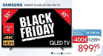 Promoties Samsung smart q-led ultra hd-tv qe65q67bauxnn - Samsung - Geldig van 14/11/2022 tot 30/11/2022 bij Eldi