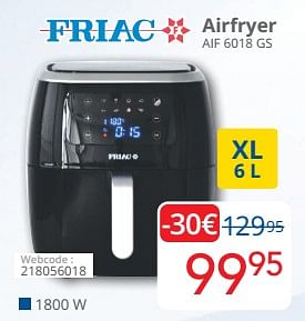 Promoties Friac airfryer aif 6018 gs - Friac - Geldig van 14/11/2022 tot 30/11/2022 bij Eldi