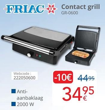 Promoties Friac contact grill gr-0600 - Friac - Geldig van 14/11/2022 tot 30/11/2022 bij Eldi