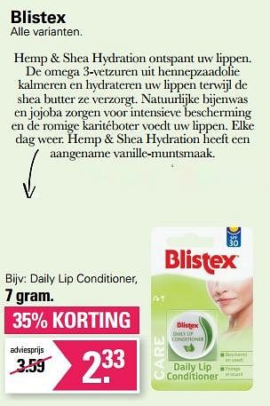 Promoties Daily lip conditioner - Blistex - Geldig van 09/11/2022 tot 03/12/2022 bij De Online Drogist