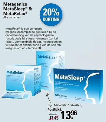 Promoties Metarelax tabletten - Metarelax - Geldig van 09/11/2022 tot 03/12/2022 bij De Online Drogist