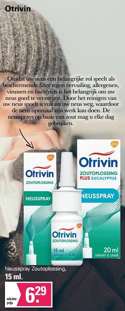 Promoties Neusspray zoutoplossing - Otrivin - Geldig van 09/11/2022 tot 03/12/2022 bij De Online Drogist