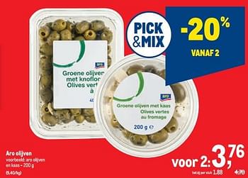 Promoties Aro olijven en kaas - Aro - Geldig van 16/11/2022 tot 29/11/2022 bij Makro