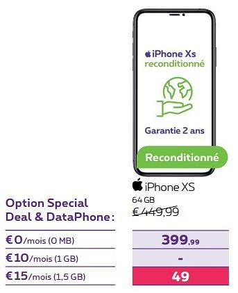 Promotions Apple iphone xs 64 gb - Apple - Valide de 02/11/2022 à 31/01/2023 chez Proximus