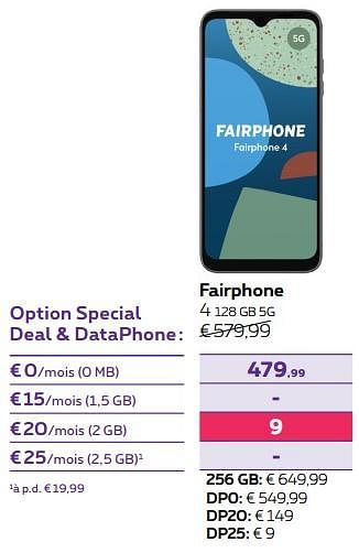Promotions Fairphone 4 128 gb 5g - Fairphone - Valide de 02/11/2022 à 31/01/2023 chez Proximus