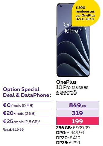 Promotions Oneplus 10 pro 128 gb 5g - OnePlus - Valide de 02/11/2022 à 31/01/2023 chez Proximus