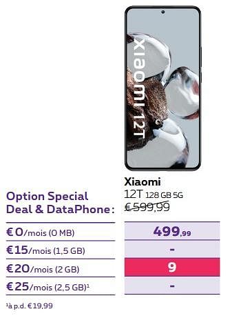 Promotions Xiaomi 12t 128 gb 5g - Xiaomi - Valide de 02/11/2022 à 31/01/2023 chez Proximus