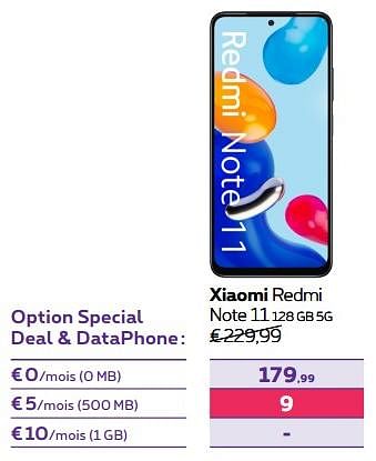 Promotions Xiaomi redmi note 11 128 gb 5g - Xiaomi - Valide de 02/11/2022 à 31/01/2023 chez Proximus