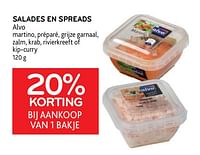 Salades en spreads alvo 20% korting bij aankoop van 1 bakje-Huismerk - Alvo
