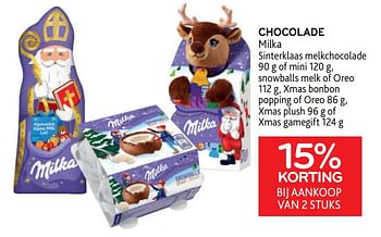 Promoties Chocolade milka 15% korting bij aankoop van 2 stuks - Milka - Geldig van 16/11/2022 tot 29/11/2022 bij Alvo