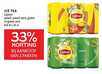 Promoties Ice tea lipton 33% korting bij aankoop van 2 pakken - Lipton - Geldig van 16/11/2022 tot 29/11/2022 bij Alvo