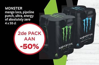 Promoties Monster 2de pack aan -50% - Monster - Geldig van 16/11/2022 tot 29/11/2022 bij Alvo
